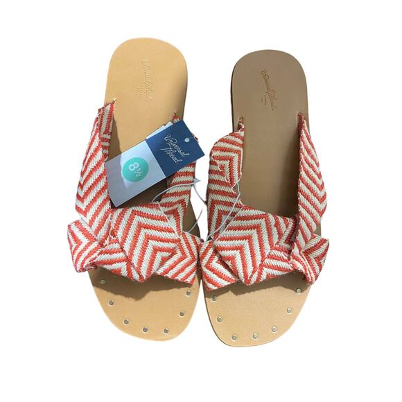 NWT Universal Thread Red Louise Chevron Print Knotted Slide Sandals - Size 8.5 - Picture 1 of 2